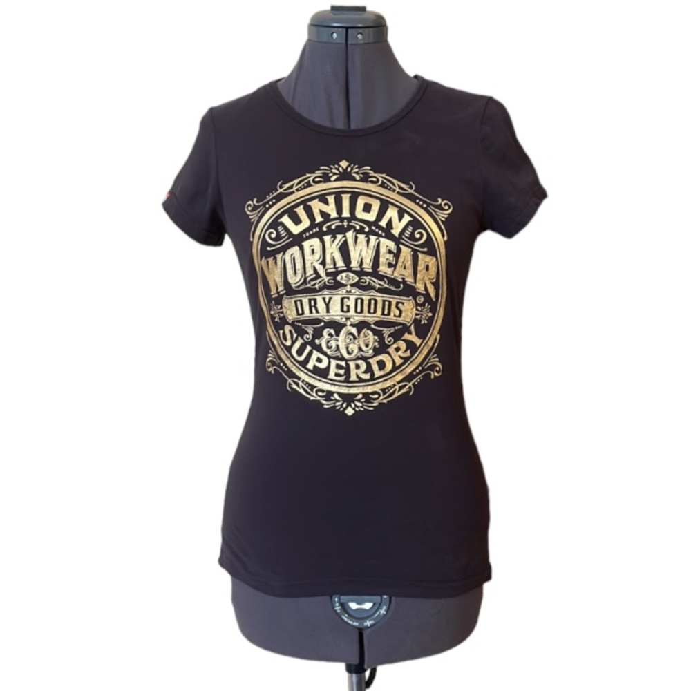 Superdry Union Work Wear Fitted Foil Tee Japan Size Medium